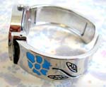Crafted jewelry B2B trade store wholesale China made Girls fashion silver plated bangle bracelet watch with blue enamel flower designs