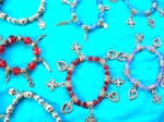 Womens jewelry shopping outlet online store exports Fashion elastic bracelets with colored crystal beads and silver plated charms