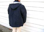 Outer wear clothing warehouse outlet imports Mens navy blue insulated winter coat with zippered front, side pockets and fleecy lined hood