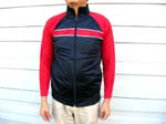 Clothing outlet factory exports Red and blue, fitted fall wear jacket with zippered front from China