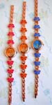 Online anniversary gift supply shopping market. Butterfly, enamel charms in gold plated chain of womens fashion watch
