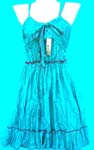 Ladies designer clothing exchange distributor exports Fun fashion summer dress with stitched hem and waist band, thin straps and sequined bodice from China