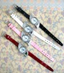 Fashion time piece jewelry B2B trade agency distributes Cz gemstones inlaid in thorn designed watch frame with imitation leather wrist band