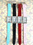 Womens jewelry shopping export supplier. Stylish cz crystal watch frame with imitation leather wrist band