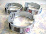 Hip hop wholesale jewelry exchange company imports Colorful enamel decoration on silver plated bangle watch with glitter on thick frame of colored clock face