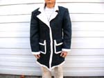 Quality outerwear online B2B agency supplies best Stylish mens winter jacket in navy blue with white fleecy seam, large pockets and collar