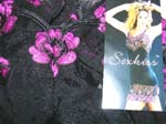 Night apparel wholesale China B2B trade agent supplies fashionable black lingerie set with pink embroidery at breast of camisole and matching panties