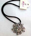 Womens jewelry online wholesale distribution company supplies Beautiful floral designed pendant embedded with clear cz stones in flower at benter and in each leaf around