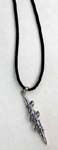 Import agent wholesales fashion jewelry. CZ embedded bullet shaped pendant with silver plated spiral design around