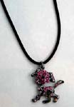 Fashion jewelry import agent supplies cz gemstone pendants at wholesale price. Animal lovers pendant in silver plated puppy design embedded with pink cz crystals