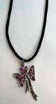 Womens fashion jewelry online wholesaler supplies Cz pendant in bow design with gems inlaid in bow and in flower above