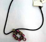 China  cz pendant necklace wholesaler distributing Cz crystal embedded pendant in cut out square design hanging from black cord. 