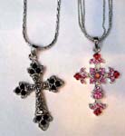 Cross jewelry China warehouse exports wholesale pendant. Religion pendants with petal shaped points and inlaid with colored cz gemstones hanging from silver plated chain