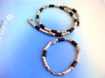Wholesale beaded jewelry sets sold online from import agent. Fashion necklace and bracelet set, fashion necklace with multi pearl cylinder and flower shape silver beads inlaid and same design bracelet for match up 