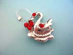 Precious stone jewelry supply shop exchange sells wholesale products.  Fashion clear band toe ring in swan design with red mini cz inlaid