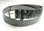 China international clothing and accessory exporter selling wholesale. Black imitation leather belt with silver dotted line pattern design