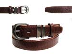 Buy China direct fashions online. Mens brown imitation leather belt with lined etchings and two metal strap holders