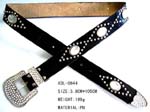 Buying agent supplying China manufactured belts exporting wholesale. Faux leather diamond studded and oval designed cowboy belt with gemstones embedded in buckle.  