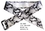 Wholesale fashion market direct from China exporting business. Thick black and white imitation snake skin belt with short wide slip through buckle