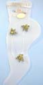 Fashion anklet with assorted mini cz and clear band design motif in flower pattern