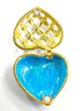 Enamel jewelry box motif heart shape and web pattern inlaid with blue and gold color