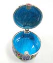 Enamel jewelry box motif yellow and red flower in triple section with enamel in blue color