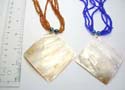 Assorted multi bead strings necklace motif a diamond shape seashell pendant