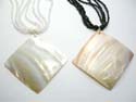 Assorted multi bead strings necklace motif a diamond shape seashell pendant
