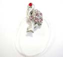 Fashion clear band toe ring motif turkey shape pattern with assorted cz inlaid