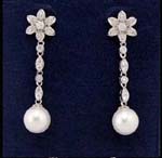 Shop online for wholesale cz jewelry gifts at discount price. Imitation pearls hanging from rhodium plated cain inlaid with clear cz stones attached to flower studs