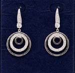 Vintage style wholesale import company supplying cz earring and jewelry. Clear cz stones in elongated stud wich holds rhodium plated hoops