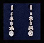 Jewelry direct buying agent distributes wholesale gemstone jewelry. Elegant earings has interchanging cz stones and rhodium plated flowers.