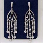Gift ideas for holiday shopping, jewelry wholesalers supply cz jewelry at discount price. Dream catcher inspried earings with rhodium plated hoops and cz stones dangling on chains below and in the center.