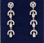 Buy mothers day gifts online from earring wholesale supplier. Circular stud embedded with cz chrystals holds three tiered cz inlaid horse shoe shpae with cz stones hanging beneath each level. 