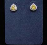 Wholesale jewelry manufactory supplier sells cz earrings to retail outlets. Beautiful yellow cz stone in triangle shape surrounded by clear cz chrystals.
