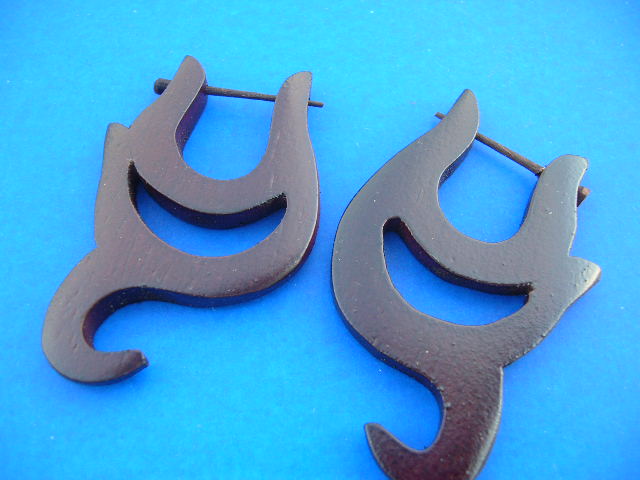 Jewelry outlet boutique - Organic wood artist earrings with post 