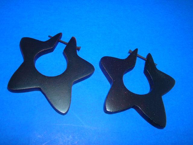 Export accessories goods online - Star theme natural wooden earrings with post