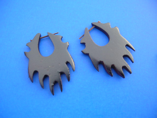 Dark wooden organic earrings in exotic abstract design  - retail shopping wholesaler