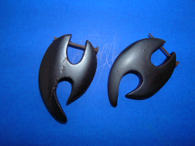 Genuine organic wood earrings in H design, crafted in indonesia - Bali gift collection company