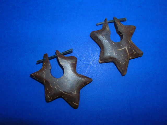 Heavenly star motif coconut wood earrings - Bali indonesia gift wholesaler