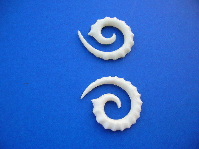 Gift shopping importer - Modern spiral earrings with seashell theme edging, bali organic bone