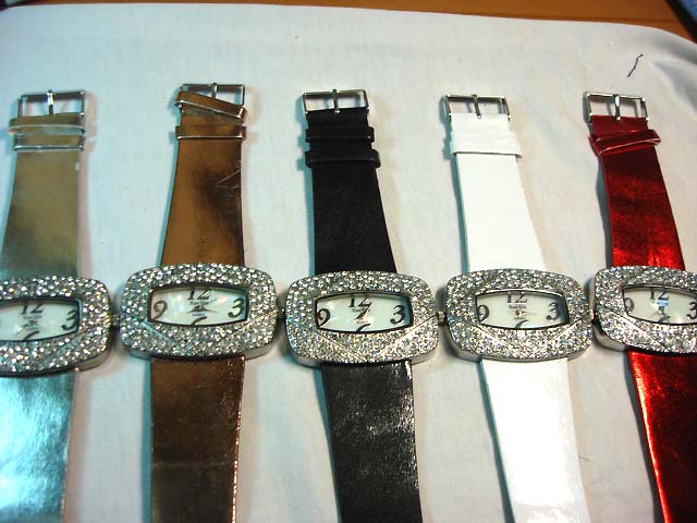 Wholesale gift watches - Large gemstone framed fashion watch with wrist strap