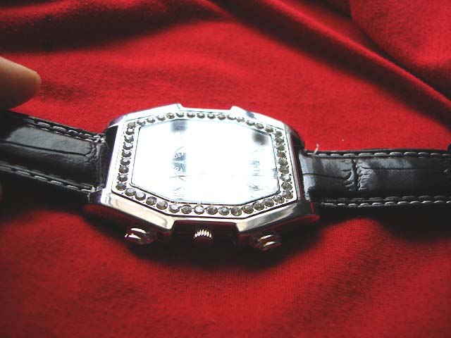 Accessories online Black imitation leather strap holding silver framed vintage style watch supply
