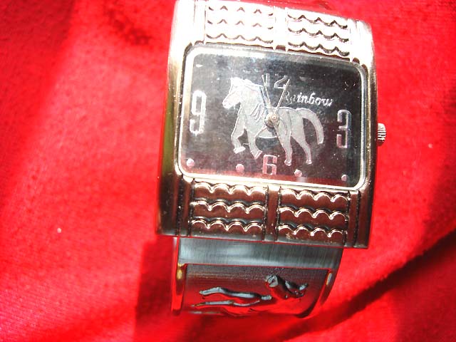 Spring jewelry factory shop - Horse lovers image on silver bangle bracelet watch