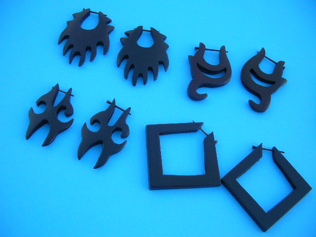 Jewelry warehouse factory - Exotic organic wood bali bali earrings