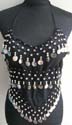 Belly dance fashion aqua skirt and top set with fancy money hanging on top and skirt bottom
