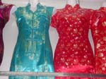 Dragon and rose embroidered Chinese hand craft thread work dress made with silk design