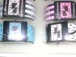 Enamel rectangular shape fashion bangle watch in white, blue and white