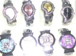 Water drop shape and round clock face cuff watch with clear cz embedded around the clock face