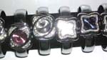 Assorted silver cuff watch with plant and square pattern embedded clear cz design